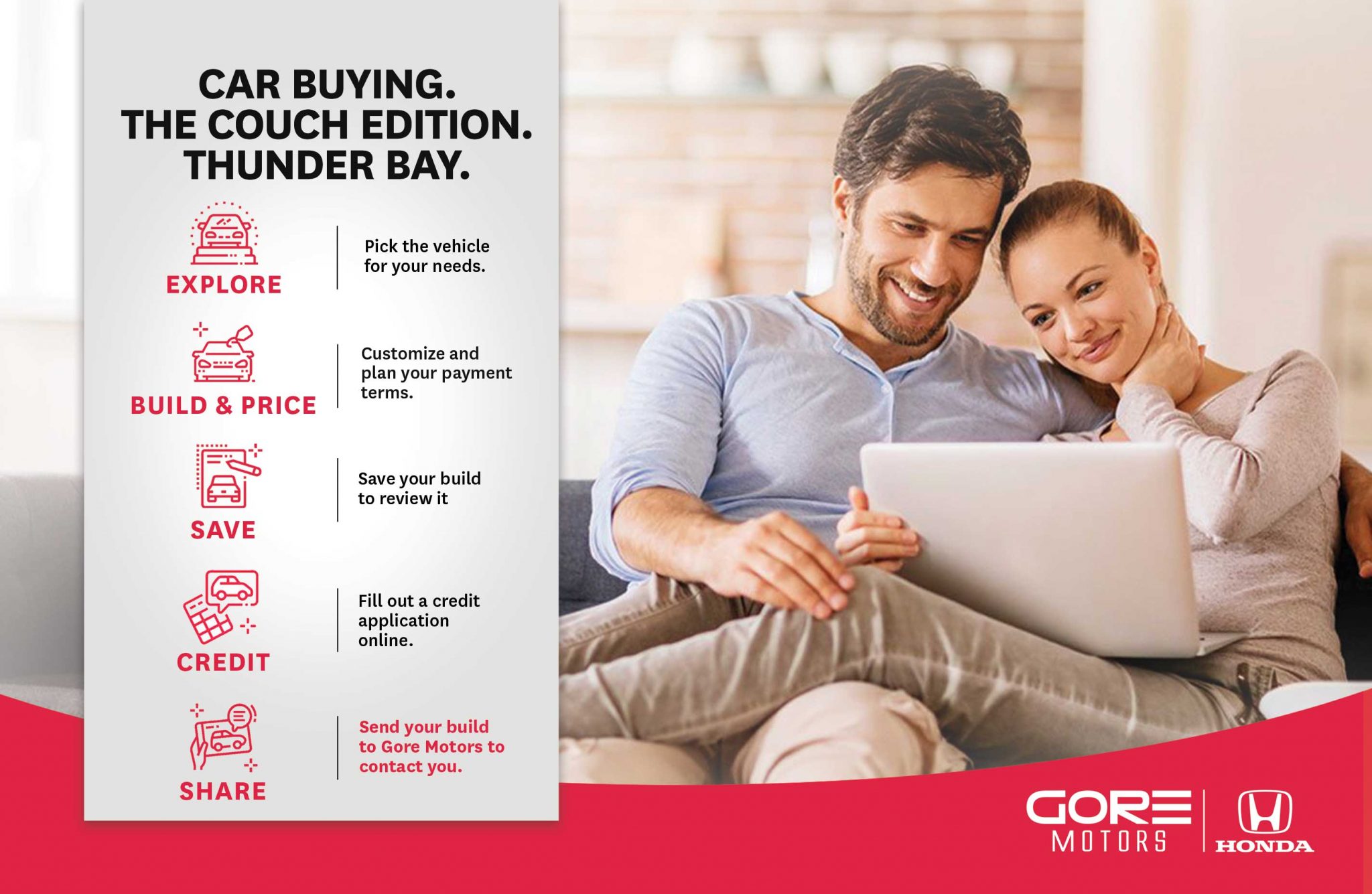 Car Buying. Couch Edition. Thunder Bay. Gore Motors Honda