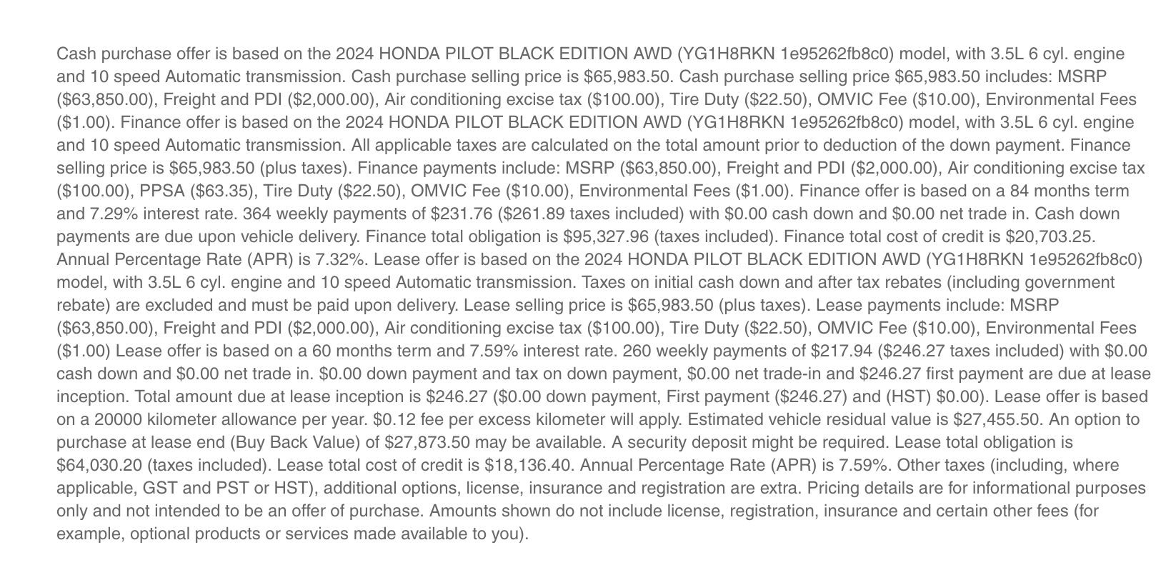 2024 Honda Pilot Black Edition Gore Motors Honda Thunder Bay